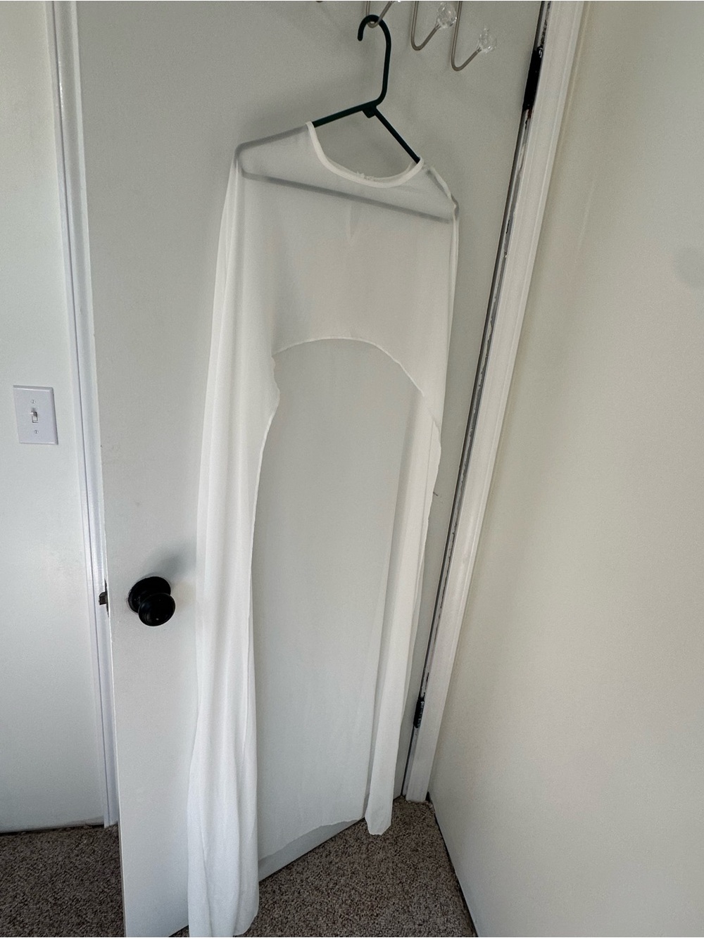 White Sheer Overlay Maxi Dress